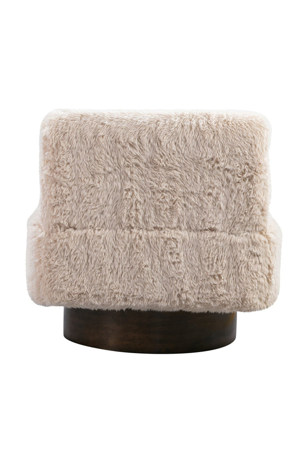 Basset Mirror Amaya Swivel Accent Chair - Whimsical Faux-fur Design, Modern Comfort & 360-degree Swivel Base White Solid Wood,Foam,100% Polyester Fabric 9401-lr-805