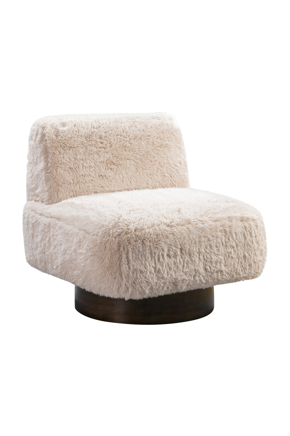 Basset Mirror Amaya Swivel Accent Chair - Whimsical Faux-fur Design, Modern Comfort & 360-degree Swivel Base White Solid Wood,Foam,100% Polyester Fabric 9401-lr-805