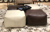 Moti Lash Java Leather Pouf in Dark Brown 94010017