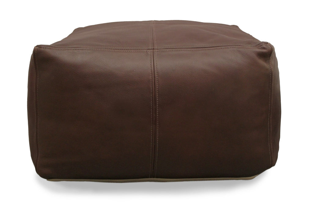 Lash Java Leather Pouf in Dark Brown – English Elm