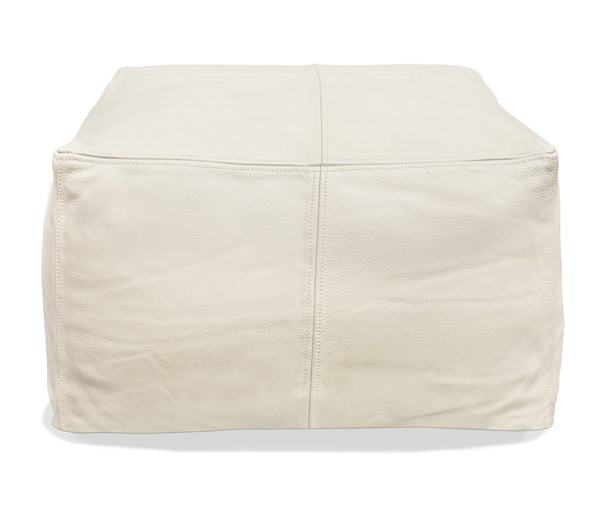 Moti Lash Java Leather Pouf in Ivory 94010018