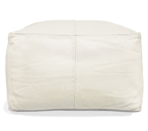 Moti Lash Java Leather Pouf in Ivory 94010018