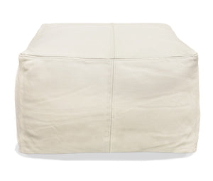 Moti Lash Java Leather Pouf in Ivory 94010018