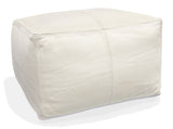 Moti Lash Java Leather Pouf in Ivory 94010018