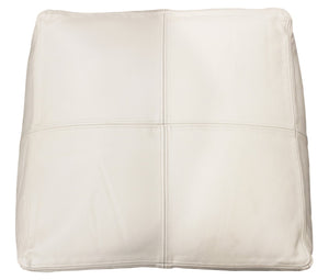 Moti Lash Java Leather Pouf in Ivory 94010018