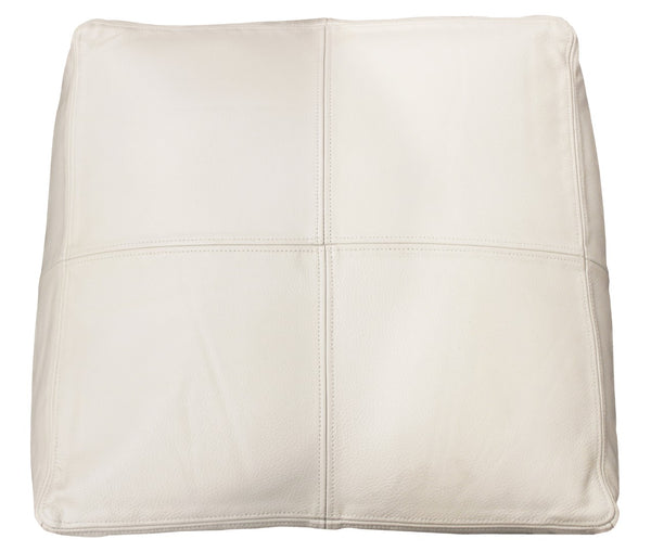 Moti Lash Java Leather Pouf in Ivory 94010018