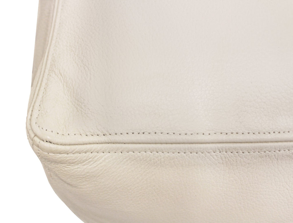 Lash Java Leather Pouf in Ivory – English Elm