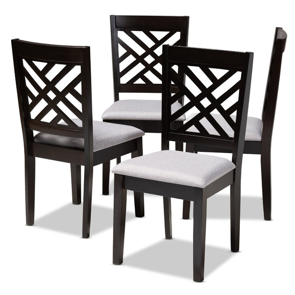 Baxton Studio Baxton Caron Modern Gray Fabric Dining Chair Set of 4 - Stylish, Comfortable, and Durable Design RH317C-Grey/Dark Brown-DC-4PK