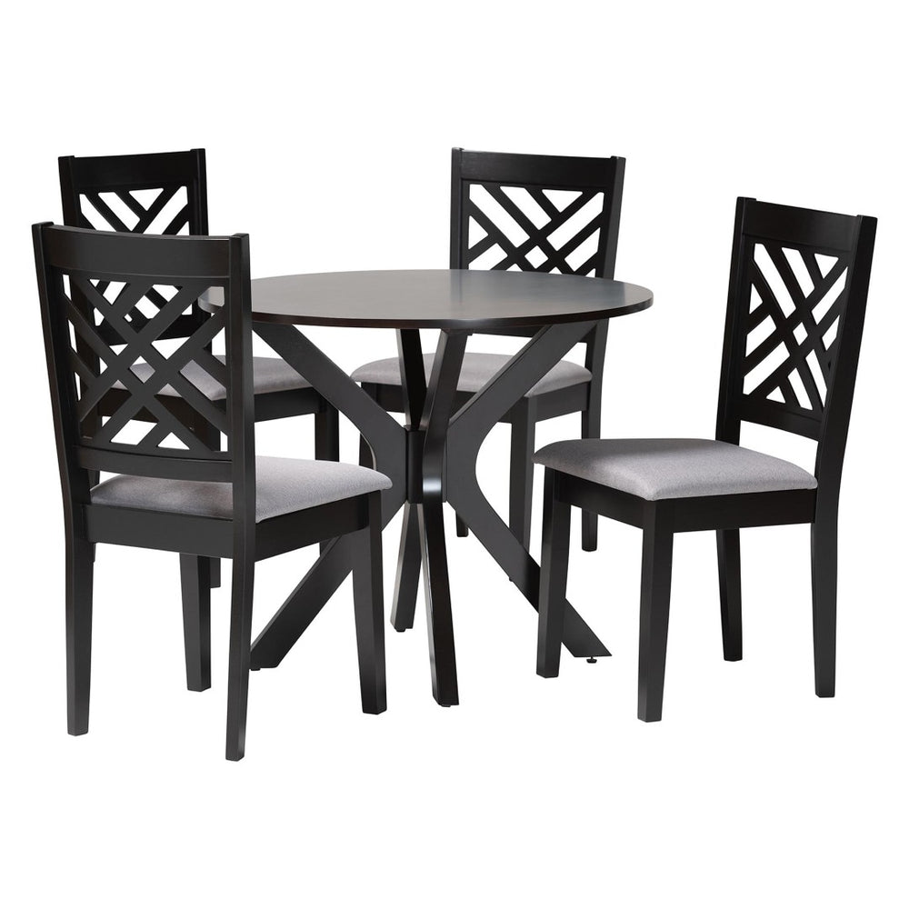 Baxton Studio Baxton Studio Norah Modern 5-Piece Grey Fabric Dining Set with Stylish Cut-Out Chairs & Table Norah-Grey/Dark Brown-5PC Dining Set