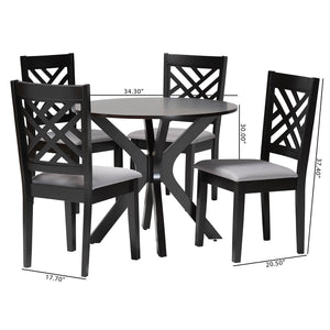 Baxton Studio Baxton Studio Norah Modern 5-Piece Grey Fabric Dining Set with Stylish Cut-Out Chairs & Table Norah-Grey/Dark Brown-5PC Dining Set