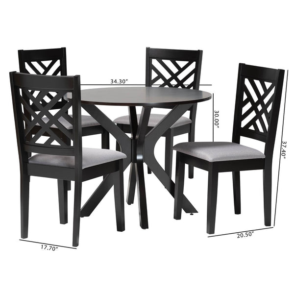 Baxton Studio Baxton Studio Norah Modern 5-Piece Grey Fabric Dining Set with Stylish Cut-Out Chairs & Table Norah-Grey/Dark Brown-5PC Dining Set