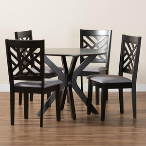 Baxton Studio Baxton Studio Norah Modern 5-Piece Grey Fabric Dining Set with Stylish Cut-Out Chairs & Table Norah-Grey/Dark Brown-5PC Dining Set