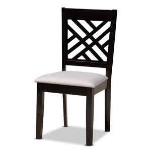 Baxton Studio Baxton Studio Lilly Modern 5-Piece Dining Set with Upholstered Chairs & Round Table for Cozy Spaces Lilly-Grey/Dark Brown-5PC Dining Set