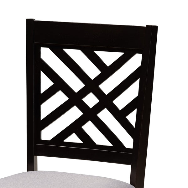 Baxton Studio Baxton Studio Lilly Modern 5-Piece Dining Set with Upholstered Chairs & Round Table for Cozy Spaces Lilly-Grey/Dark Brown-5PC Dining Set