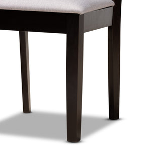 Baxton Studio Baxton Studio Lilly Modern 5-Piece Dining Set with Upholstered Chairs & Round Table for Cozy Spaces Lilly-Grey/Dark Brown-5PC Dining Set