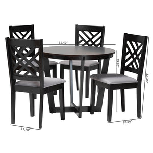 Baxton Studio Baxton Studio Alena Modern 5-Piece Dining Set with Grey Fabric Chairs and Dark Brown Wood Table Jodie-Grey/Dark Brown-5PC Dining Set