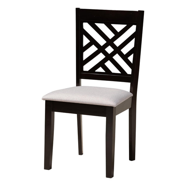 Baxton Studio Baxton Studio Alena Modern 5-Piece Dining Set with Grey Fabric Chairs and Dark Brown Wood Table Jodie-Grey/Dark Brown-5PC Dining Set