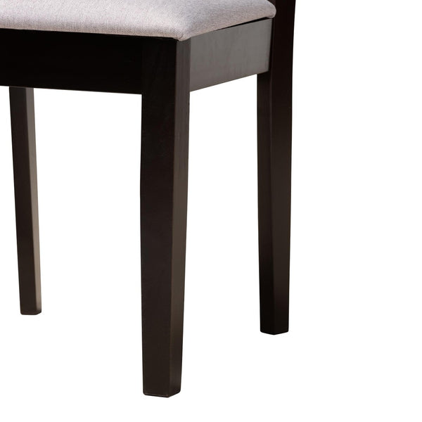 Baxton Studio Baxton Studio Alena Modern 5-Piece Dining Set with Grey Fabric Chairs and Dark Brown Wood Table Jodie-Grey/Dark Brown-5PC Dining Set