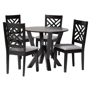 Baxton Studio Baxton Studio Elise Modern Grey Fabric Dining Set with Dark Brown Wood Table & 4 Upholstered Chairs Lydie-Grey/Dark Brown-5PC Dining Set