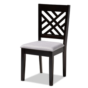 Baxton Studio Baxton Gustavo 6-Piece Modern Dining Set in Grey Fabric & Dark Brown Wood - Stylish Comfort & Durability RH317C-Grey/Dark Brown-6PC Dining Set