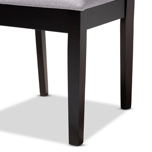 Baxton Studio Baxton Gustavo 6-Piece Modern Dining Set in Grey Fabric & Dark Brown Wood - Stylish Comfort & Durability RH317C-Grey/Dark Brown-6PC Dining Set