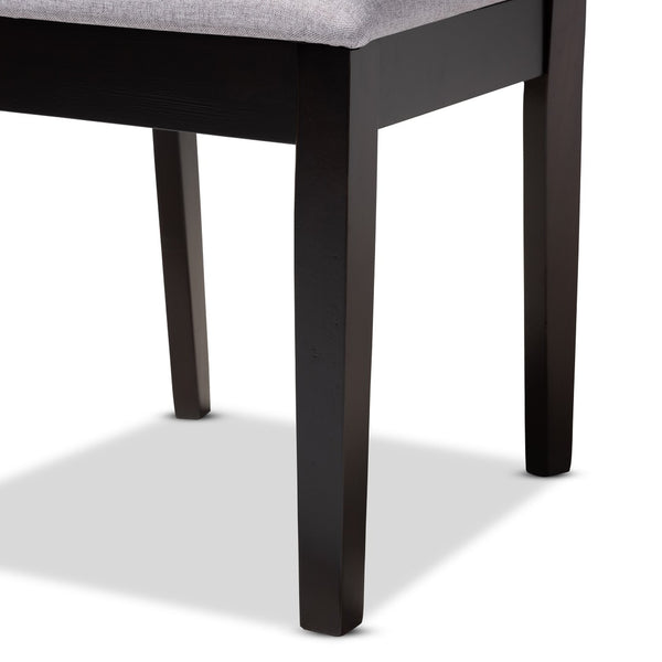 Baxton Studio Baxton Gustavo 6-Piece Modern Dining Set in Grey Fabric & Dark Brown Wood - Stylish Comfort & Durability RH317C-Grey/Dark Brown-6PC Dining Set