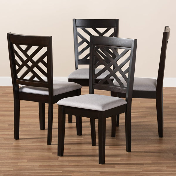 Baxton Studio Baxton Caron Modern Gray Fabric Dining Chair Set of 4 - Stylish, Comfortable, and Durable Design RH317C-Grey/Dark Brown-DC-4PK