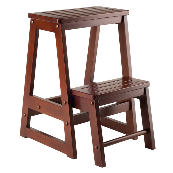Winsome Wood Ascend Step Stool, Walnut - Durable Solid Wood Design With Foldable A-frame For Easy Storage & Use Walnut Solid Wood 94022-winsome-wood