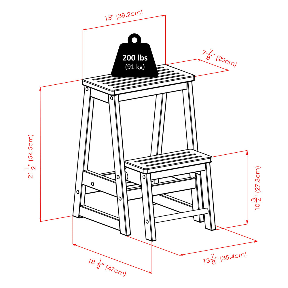 Winsome Wood Ascend Step Stool, Walnut - Durable Solid Wood Design With Foldable A-frame For Easy Storage & Use Walnut Solid Wood 94022-winsome-wood