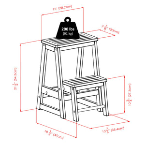 Winsome Wood Ascend Step Stool, Walnut - Durable Solid Wood Design With Foldable A-frame For Easy Storage & Use Walnut Solid Wood 94022-winsome-wood