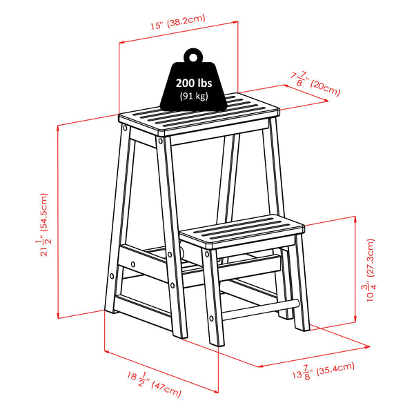 Winsome Wood Ascend Step Stool, Walnut - Durable Solid Wood Design With Foldable A-frame For Easy Storage & Use Walnut Solid Wood 94022-winsome-wood