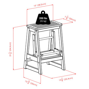 Winsome Wood Ascend Step Stool, Walnut - Durable Solid Wood Design With Foldable A-frame For Easy Storage & Use Walnut Solid Wood 94022-winsome-wood