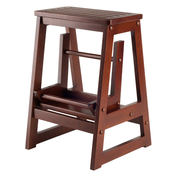 Winsome Wood Ascend Step Stool, Walnut - Durable Solid Wood Design With Foldable A-frame For Easy Storage & Use Walnut Solid Wood 94022-winsome-wood
