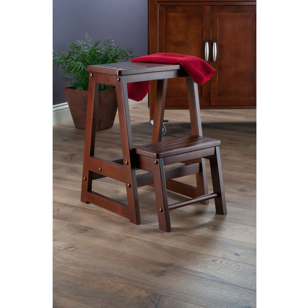 Winsome Wood Ascend Step Stool, Walnut - Durable Solid Wood Design With Foldable A-frame For Easy Storage & Use Walnut Solid Wood 94022-winsome-wood