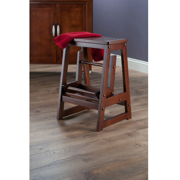 Winsome Wood Ascend Step Stool, Walnut - Durable Solid Wood Design With Foldable A-frame For Easy Storage & Use Walnut Solid Wood 94022-winsome-wood