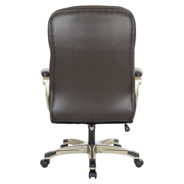 OSP Home Furnishings Exec Bonded Leather Office Chair with Lumbar Support Padded Arms and Ergonomic Tilt Espresso ECH67701-EC1