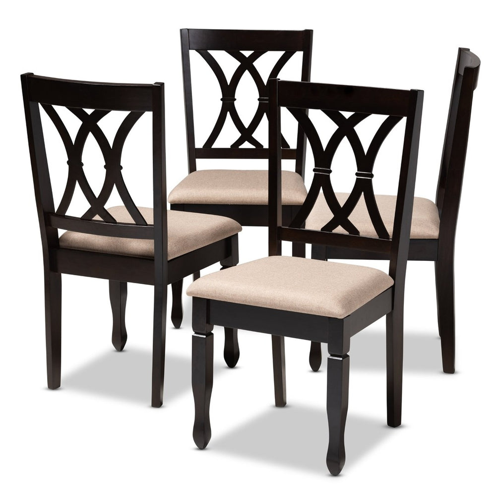 Baxton Studio Baxton Studio Reneau Set of 4 Modern Espresso Dining Chairs with Stylish Sand Upholstery & Comfort RH316C-Sand/Dark Brown-DC-4PK