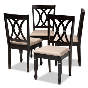 Baxton Studio Baxton Studio Reneau Set of 4 Modern Espresso Dining Chairs with Stylish Sand Upholstery & Comfort RH316C-Sand/Dark Brown-DC-4PK