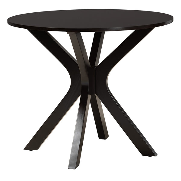 Baxton Studio Baxton Studio Modern 5-Piece Dining Set with Round Table and Espresso Wood Finish for Stylish Spaces Maya Beige Maya-Sand/Dark Brown-5PC Dining Set