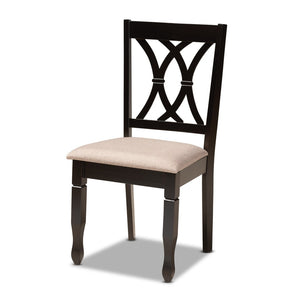 Baxton Studio Baxton Studio Millie 5-Piece Modern Dining Set: Sand Fabric Upholstered Chairs & Dark Brown Table Millie-Sand/Dark Brown-5PC Dining Set