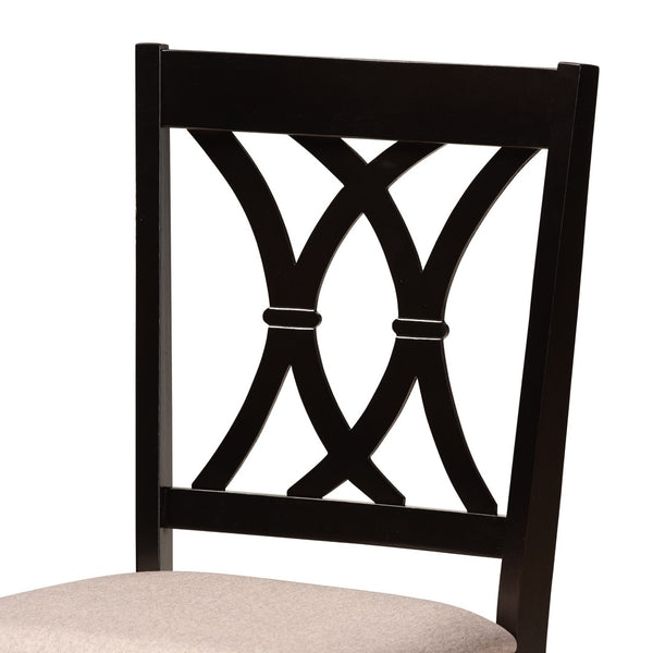 Baxton Studio Baxton Studio Millie 5-Piece Modern Dining Set: Sand Fabric Upholstered Chairs & Dark Brown Table Millie-Sand/Dark Brown-5PC Dining Set