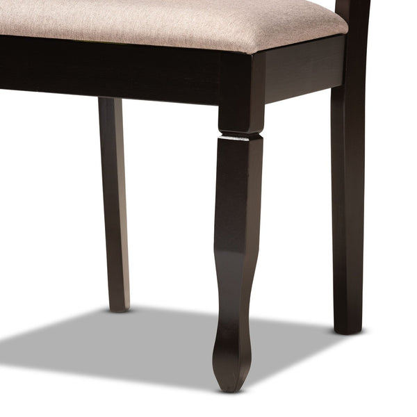 Baxton Studio Baxton Studio Millie 5-Piece Modern Dining Set: Sand Fabric Upholstered Chairs & Dark Brown Table Millie-Sand/Dark Brown-5PC Dining Set