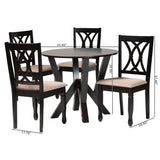 Baxton Studio Irene Modern Sand Fabric and Dark Brown Finished Wood 5-Piece Dining Set