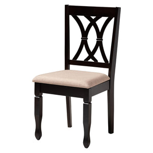 Baxton Studio Baxton Studio Irene Modern 5-Piece Dining Set – Stylish Round Table & Foam-Padded Chairs for Cozy Spaces Maddie-Sand/Dark Brown-5PC Dining Set