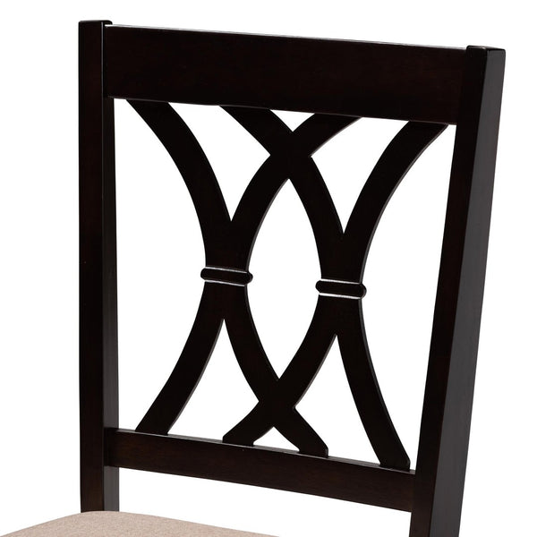 Baxton Studio Baxton April Modern 5-Piece Dining Set with Sand Fabric & Dark Brown Wood for Stylish Spaces Mirela-Sand/Dark Brown-5PC Dining Set