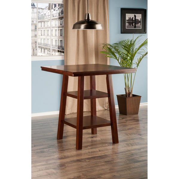 Winsome Wood Orlando High Table With Versatile Shelving - Stylish Walnut Design For Dining, Work, And Storage Walnut Solid ,Composite Wood 94034-winsome-wood