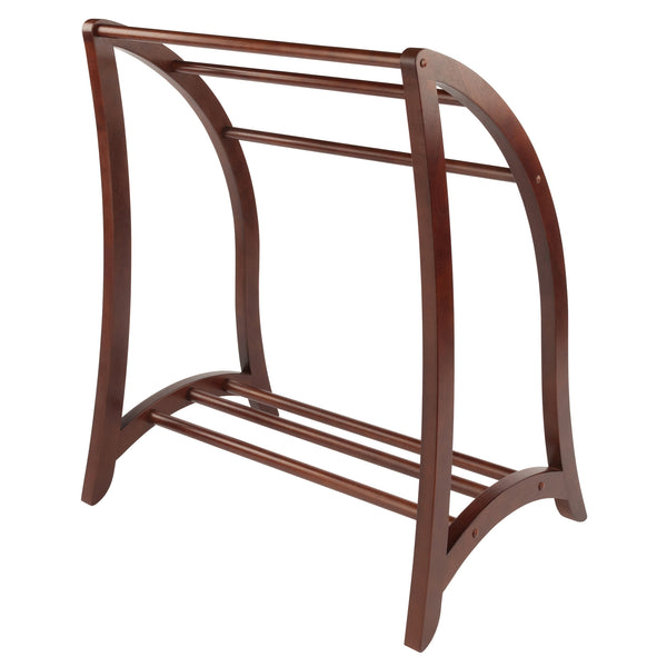 Winsome Wood Betsy 3-rod Blanket Rack - Elegant Walnut Quilt Holder For Cozy Throws & Guest Room Essentials Walnut Solid Wood 94036-winsome-wood