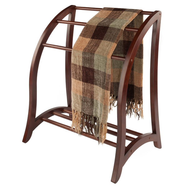 Winsome Wood Betsy 3-rod Blanket Rack - Elegant Walnut Quilt Holder For Cozy Throws & Guest Room Essentials Walnut Solid Wood 94036-winsome-wood