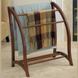 Winsome Wood Betsy 3-rod Blanket Rack - Elegant Walnut Quilt Holder For Cozy Throws & Guest Room Essentials Walnut Solid Wood 94036-winsome-wood
