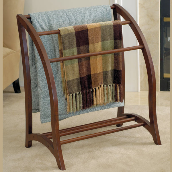 Winsome Wood Betsy 3-rod Blanket Rack - Elegant Walnut Quilt Holder For Cozy Throws & Guest Room Essentials Walnut Solid Wood 94036-winsome-wood